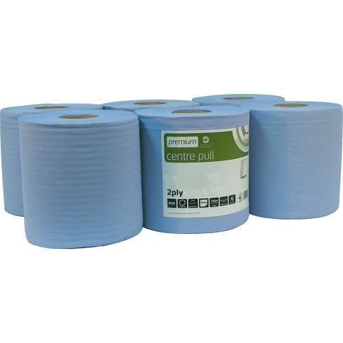 150m Blue Centrefeed Rolls 2ply 185mm Width Pack of 6